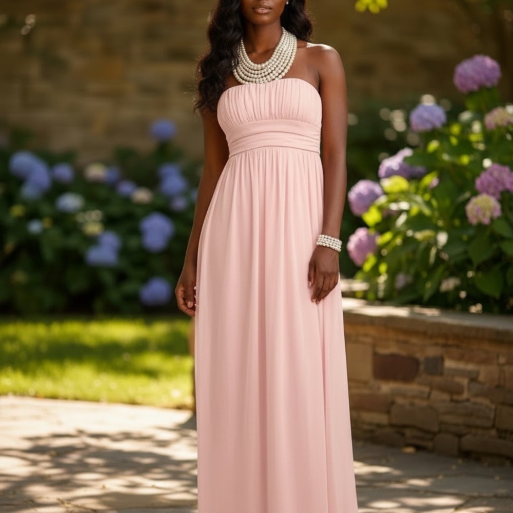 City Triangles Strapless Blush Maxi Dress